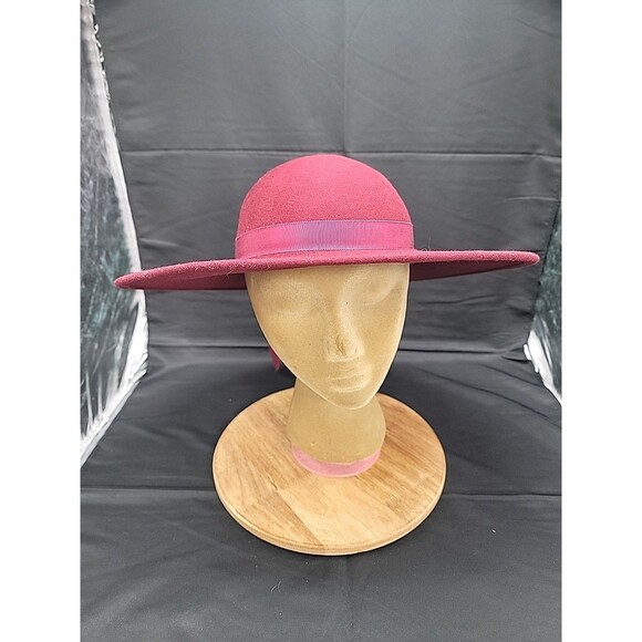 Vintage Sylvia Bollman Doeskin Maroon Felt Hat 100% Wool Made in USA - Picture 3 of 8